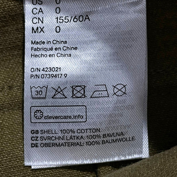 H&M Cargo Pants Ankle Length Thick Cotton Twill Dark Khaki Green | 0 25" Waist - Picture 15 of 16